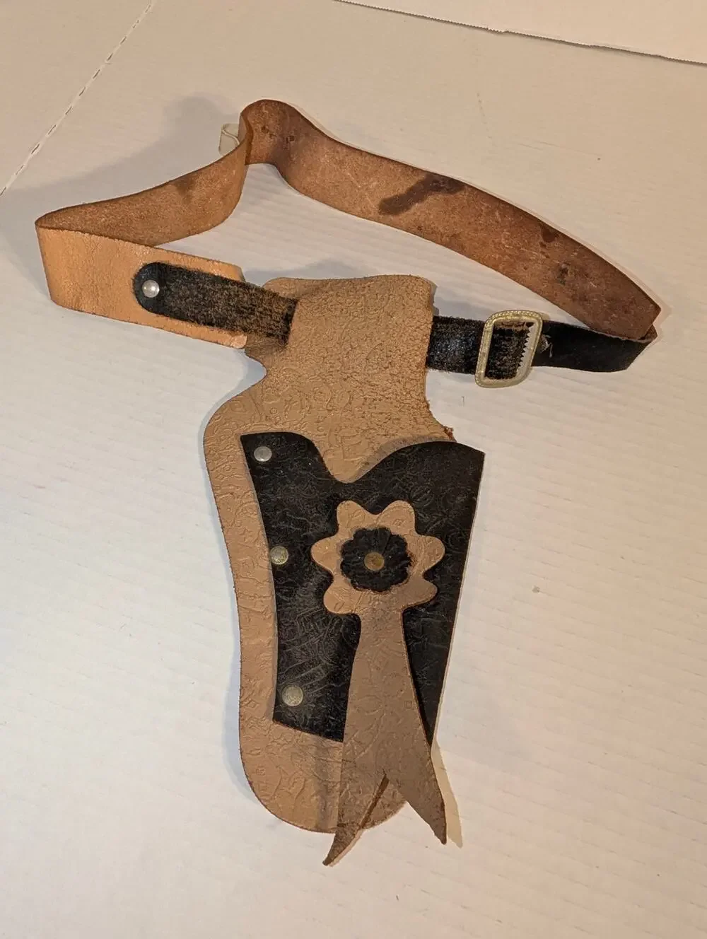 Vintage 1950s Kids Western Cowboy Toy Cap Gun Pistol Holster & Belt